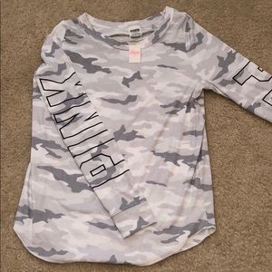 VS PINK Long Sleeve Camo Tee
